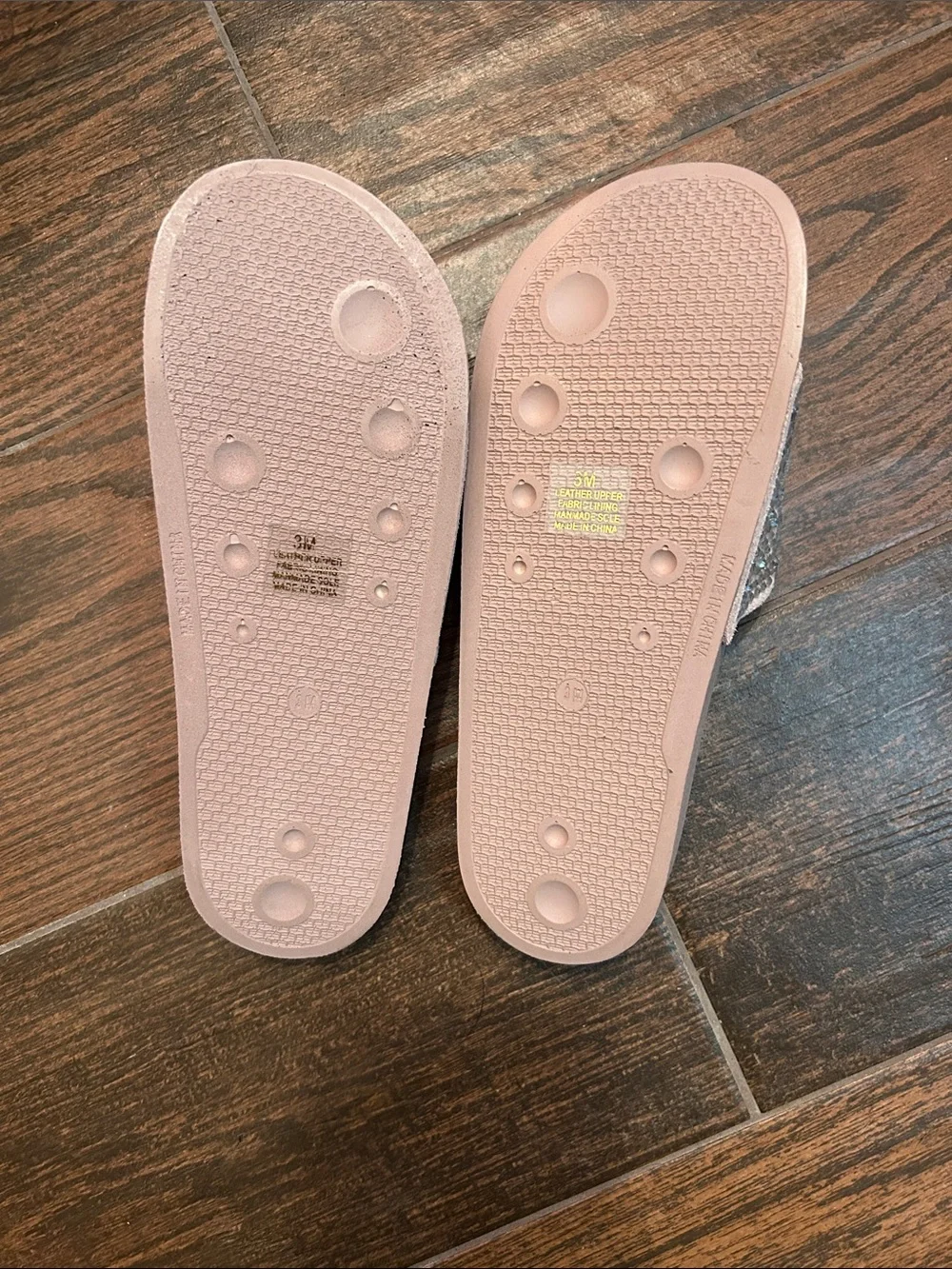 GB Girls Blush Pink Crystal Slide Sandals for Kids size 3